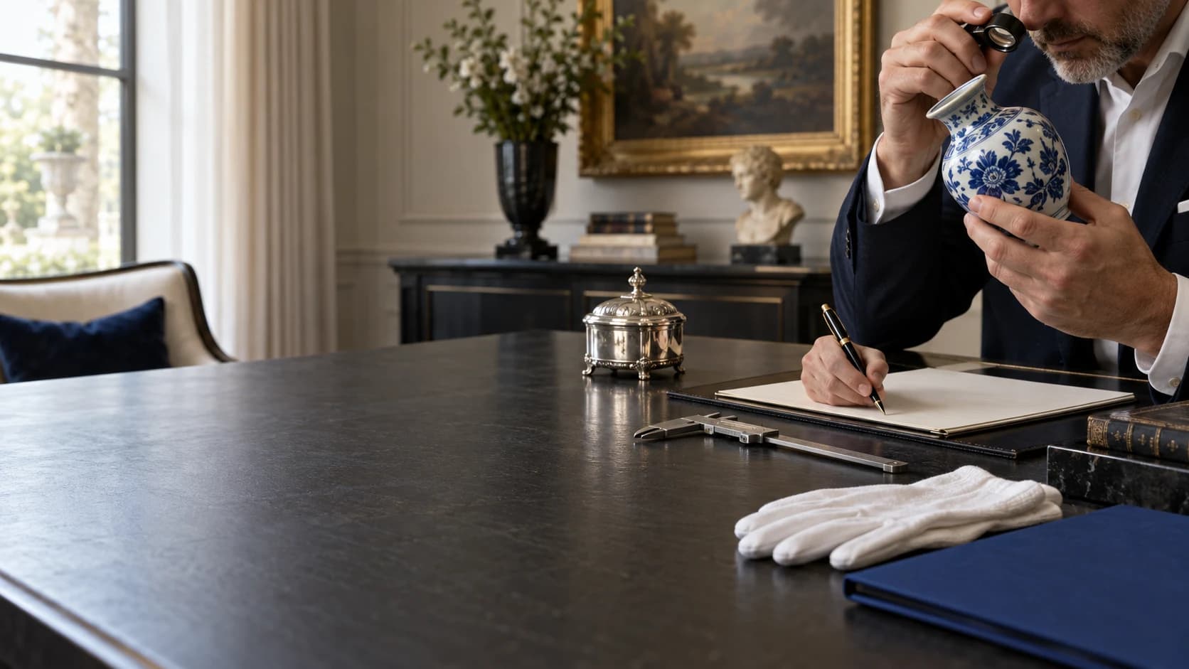 An appraiser documenting personal property during an inspection