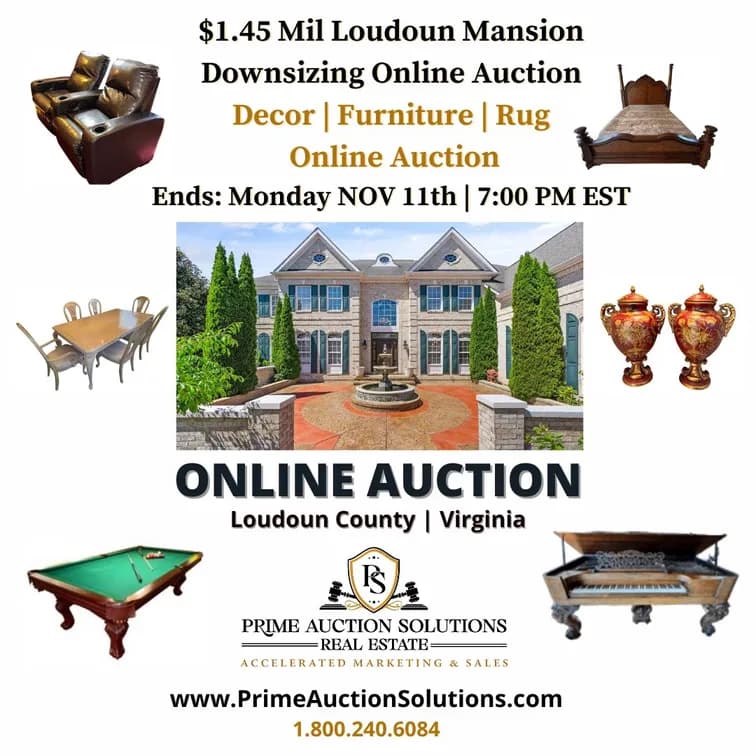 Loudoun $1.45 Mil Mansion Downsizing Online Auction — featured auction photograph