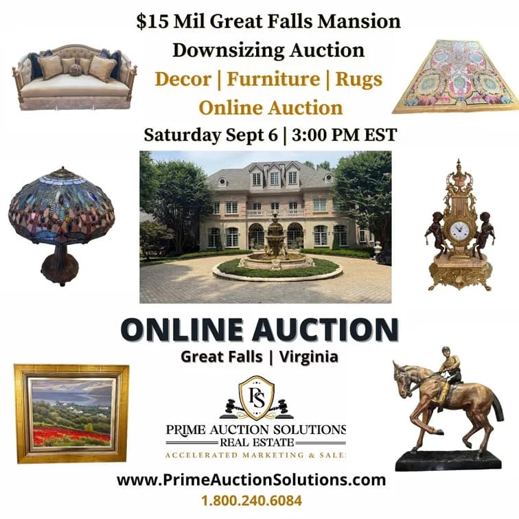 $15 Million Great Falls Downsizing Mansion Online Auction — featured auction photograph