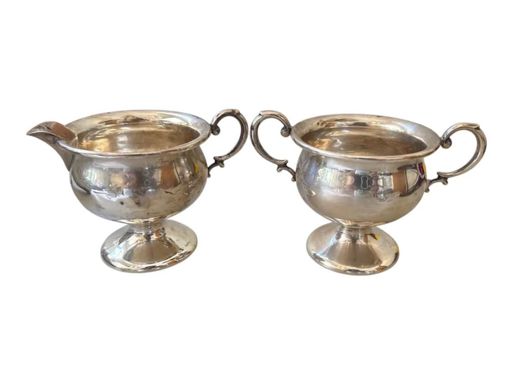 #7470 • Creamer and Sugar Bowl Silverplate Serving Set, 4.5 in.