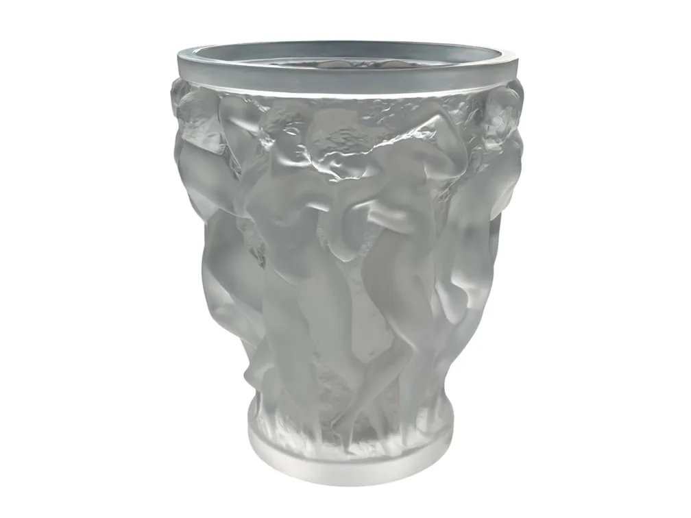 #6247 • "Bacchantes" Frosted Crystal Vase by Lalique, 9″ H